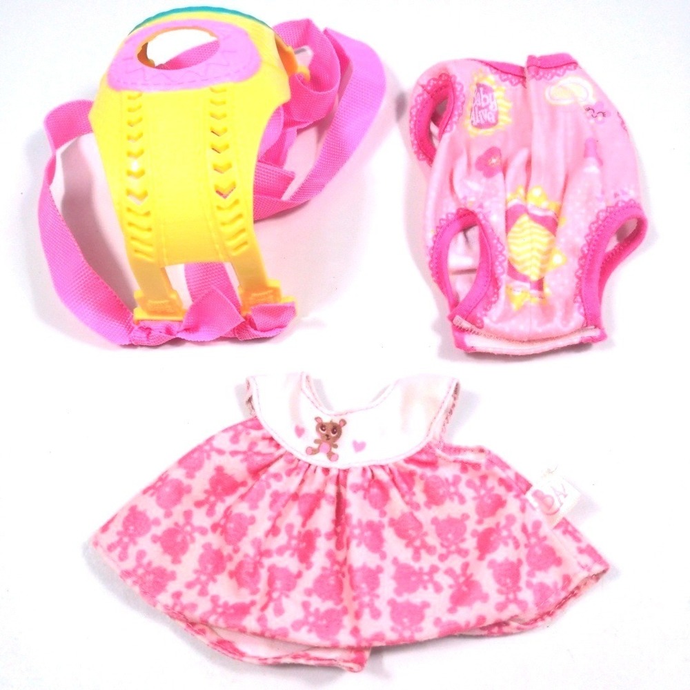 Baby Alive Doll Accessories Lot Dress & Carrier Pink Floral Toy Play Set